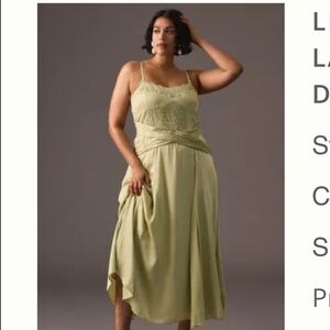 Anthropologie green silky dress